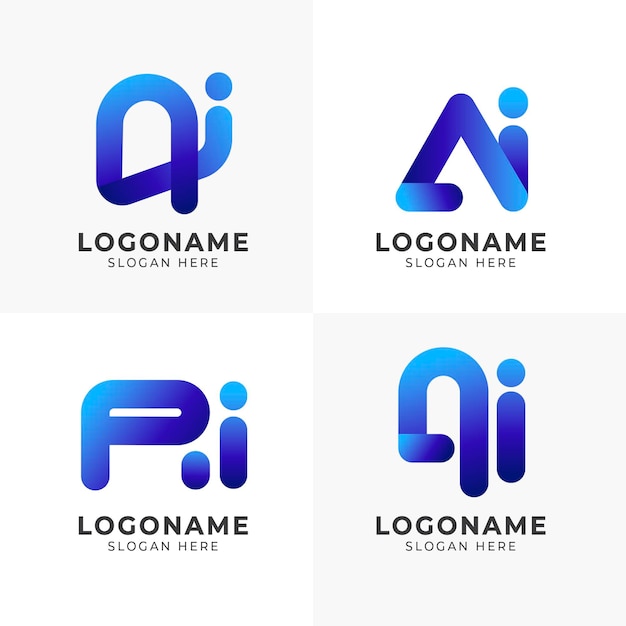 Flat design gradient ai logo template pack