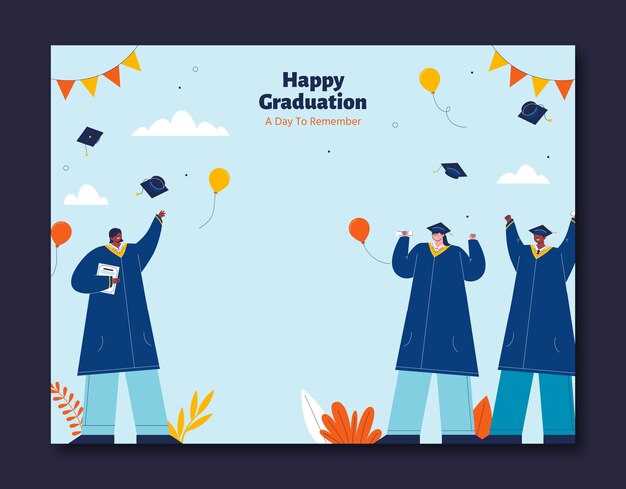 Flat design graduation celebration photocall template