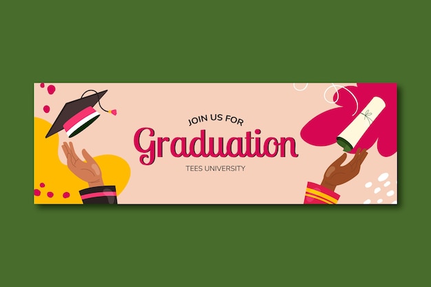 Free vector flat design graduation celebration twitter header