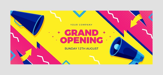 Free vector flat design grand opening facebook cover