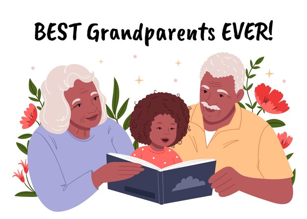 День бабушек и дедушек в плоском дизайне