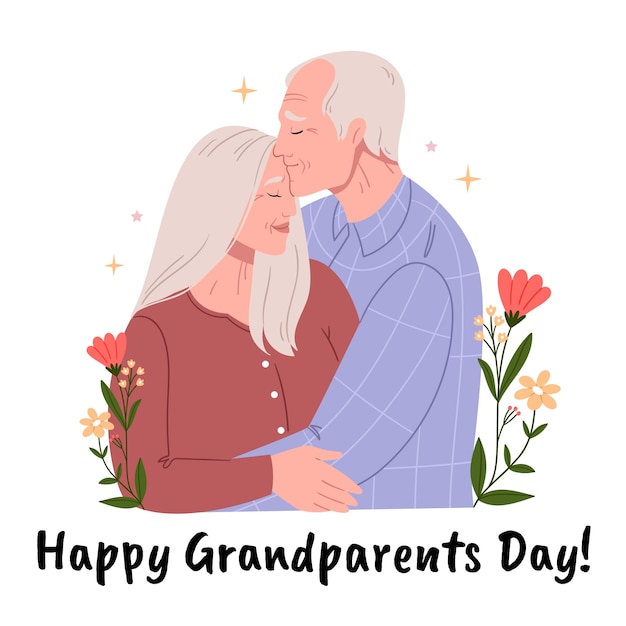 Flat design grandparents illustration