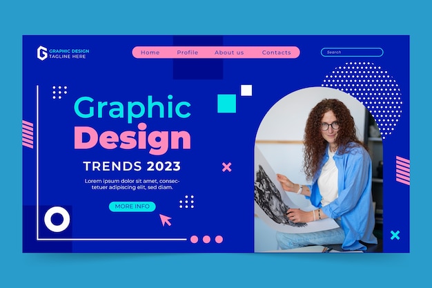 Vettore gratuito modello di pagina di destinazione del grafico di design piatto