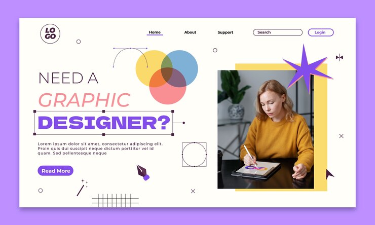 Free Vector flat design graphic designer  landing page