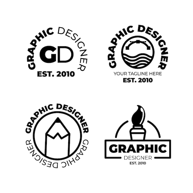 Vettore gratuito collezione di logo graphic designer design piatto