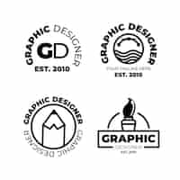 Vettore gratuito collezione di logo graphic designer design piatto