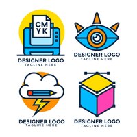 Pacchetto logo designer grafico design piatto