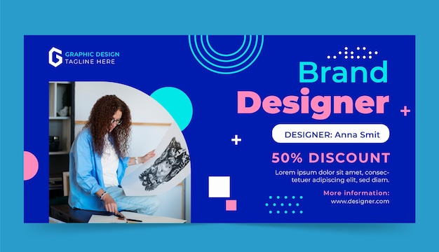 Flat design graphic designer sale banner template