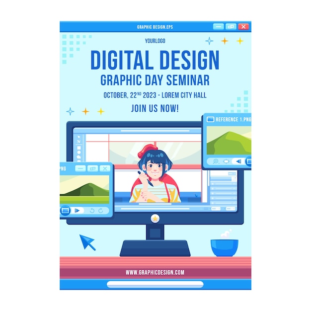 Flat design graphic designer template