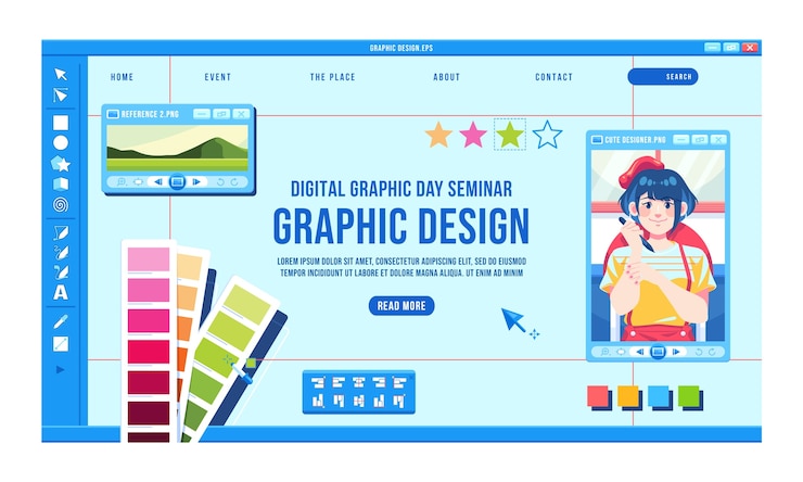 無料Vector フラットなデザインのグラフィック デザイナー テンプレート