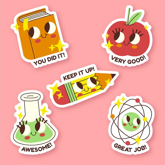 Flat design great job stickers collection