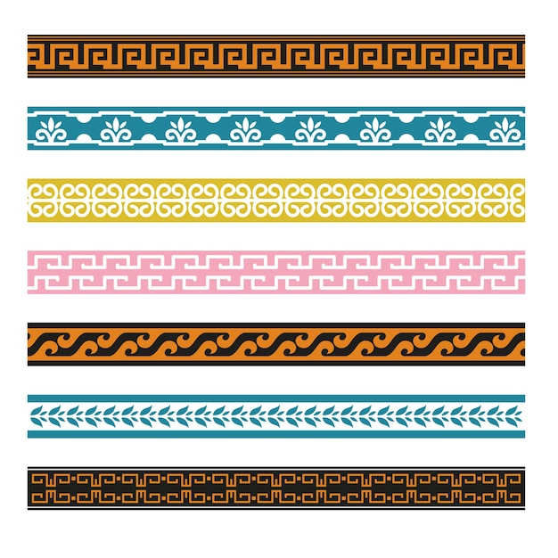 Flat design greek border set