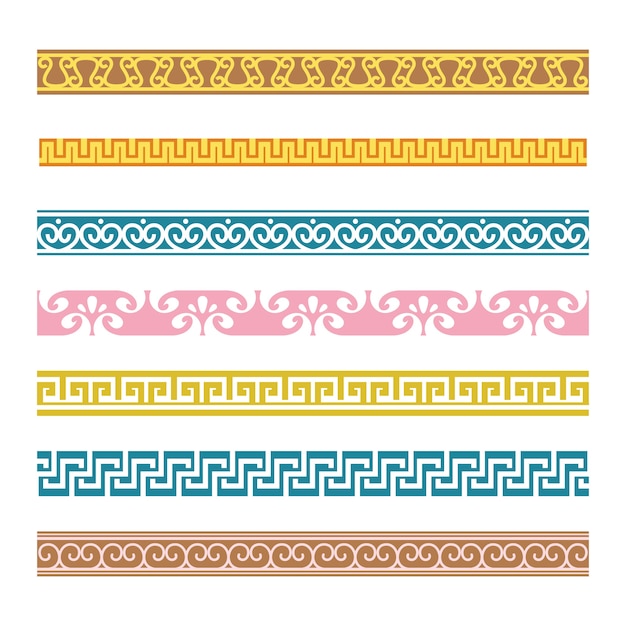 Flat design greek border set