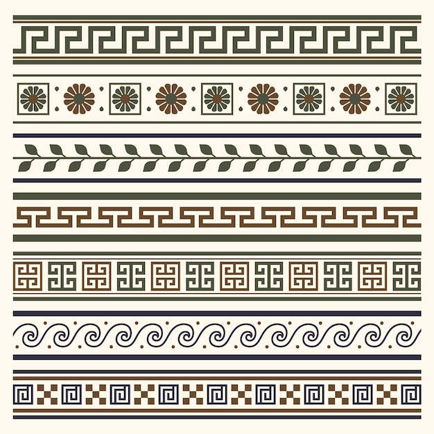 Free vector flat design greek border set