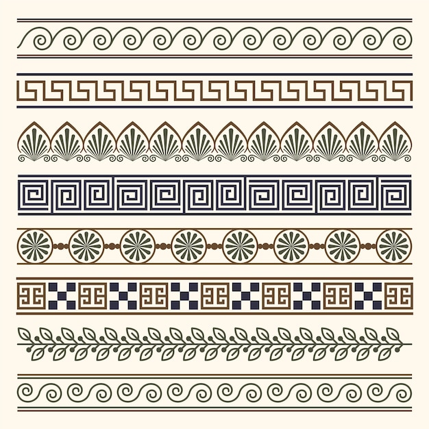 Free vector flat design greek border set