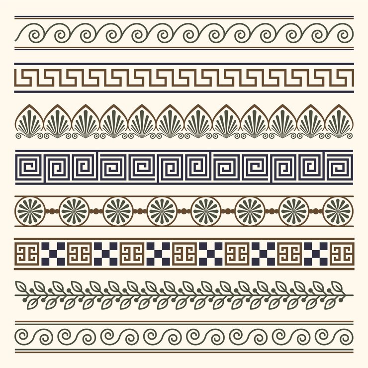 Free Vector flat design greek border set