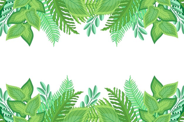 평면 디자인 녹색 이국적인 나뭇잎 배경