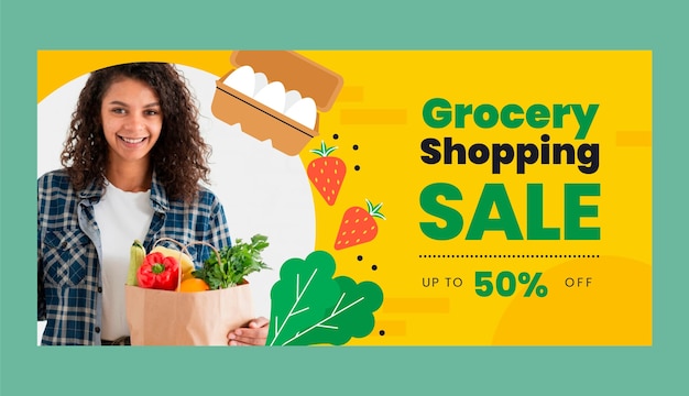 Free vector flat design grocery store sale banner