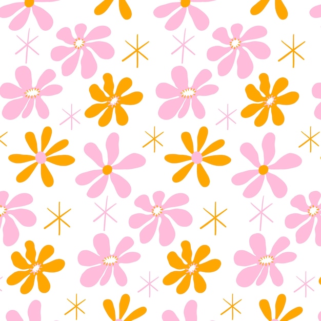 Flat design groovy flower pattern