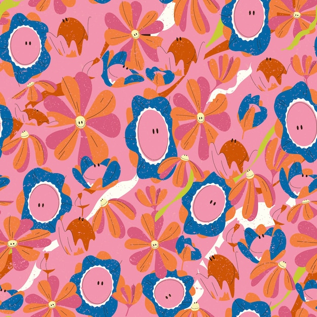 Free vector flat design groovy flower pattern