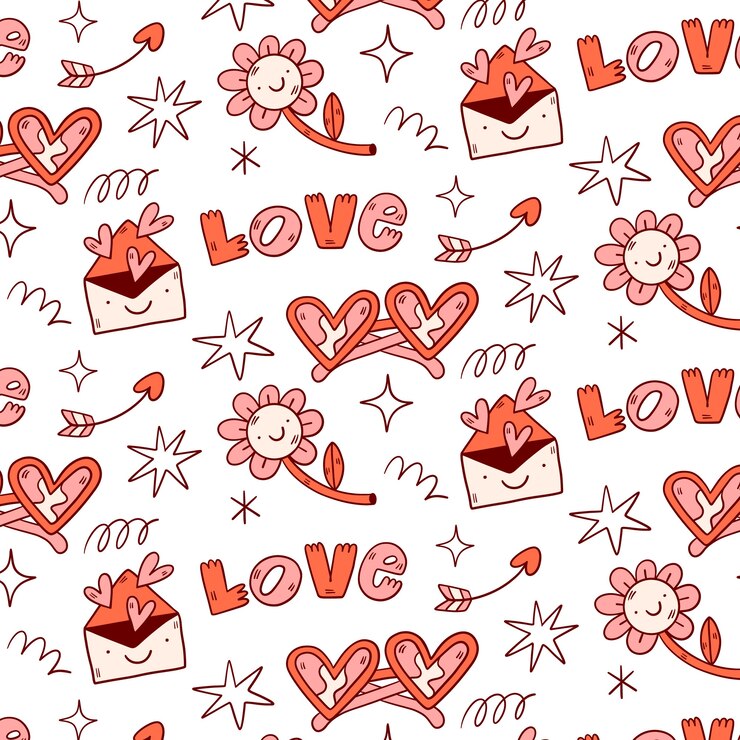 Free Vector flat design groovy love pattern