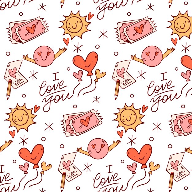 Flat design groovy love pattern