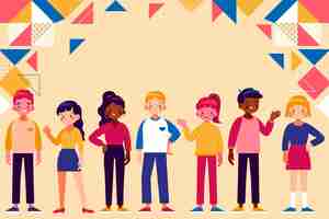 Free vector flat design group of people background composition