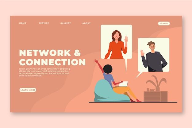 Free vector flat design group of people landing page