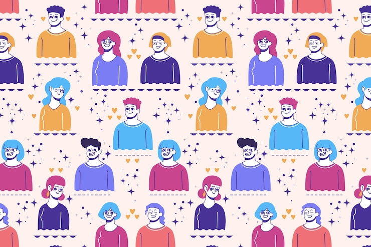 Free Vector flat design group of people seamless wallpaper