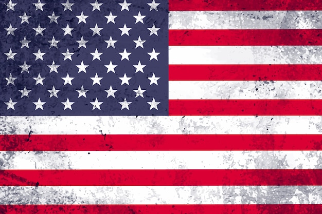 Плоский дизайн гранж-фон с американским флагом