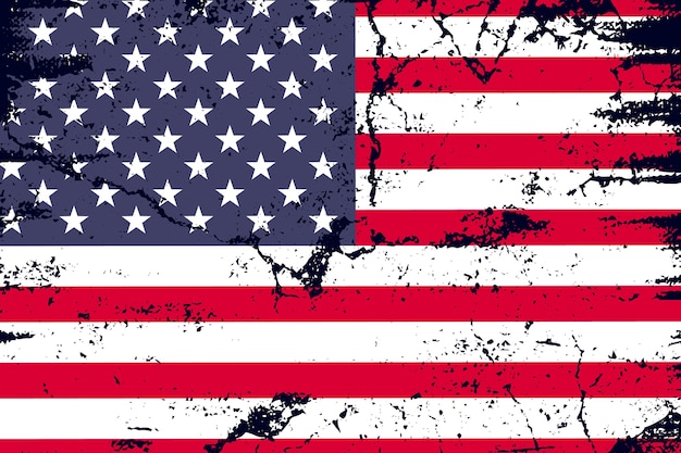 Vettore gratuito fondo della bandiera americana del grunge di design piatto