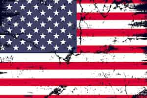 Free vector flat design grunge american flag background