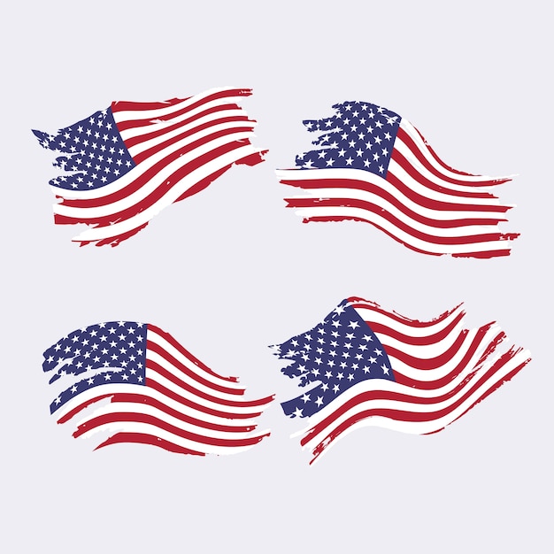 Free vector flat design grunge american flag background