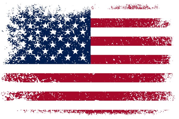 Плоский дизайн гранж-фон с американским флагом