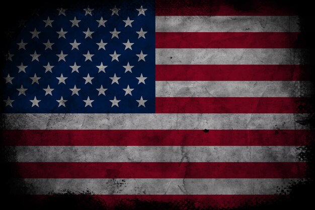 Flat design grunge american flag