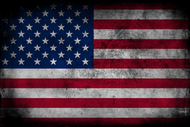 Flat design grunge american flag