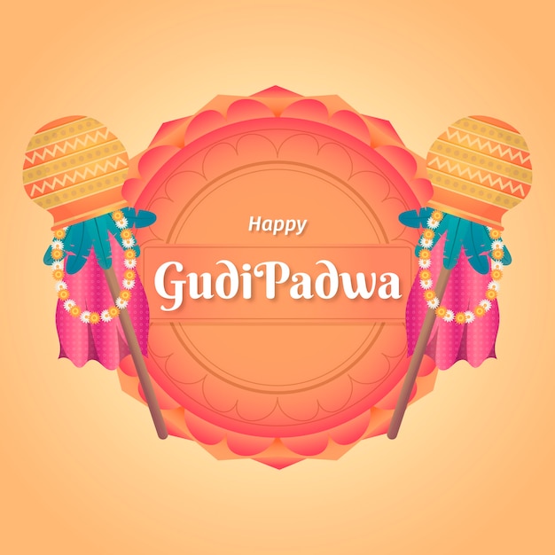 Плоский дизайн концепции gudi padwa