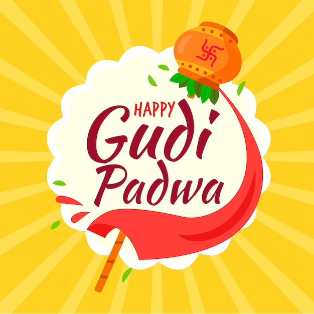 Плоский дизайн концепции Gudi Padwa