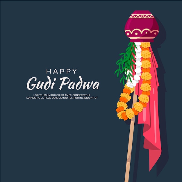 Free vector flat design gudi padwa event