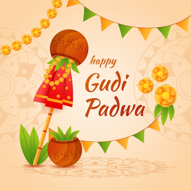 Free vector flat design gudi padwa