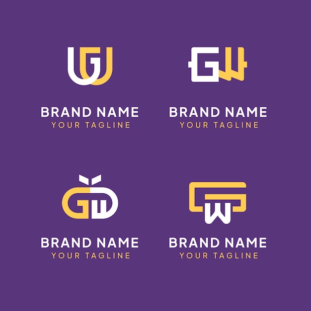 Flat design gw monogram template