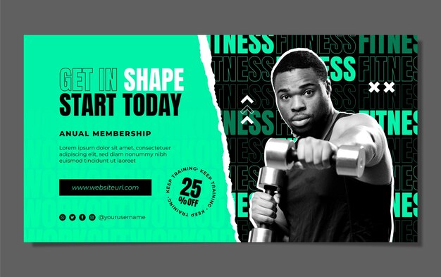 Flat design gym fitness facebook post template