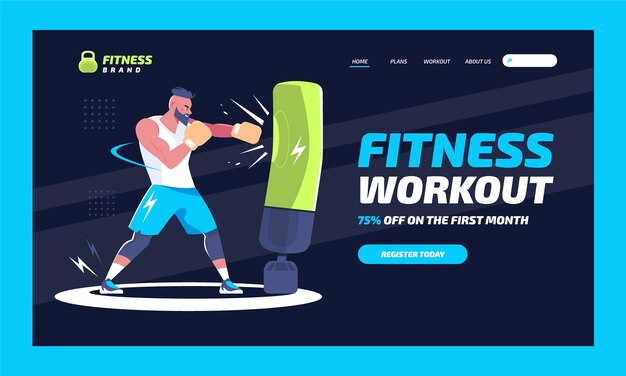 Flat design gym fitness template