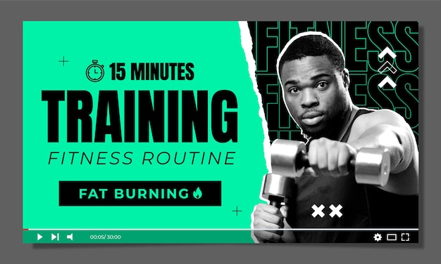 Flat design gym fitness youtube thumbnail template