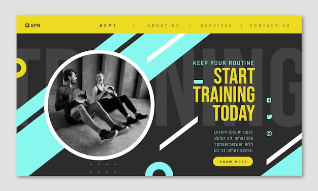 Flat design gym template design