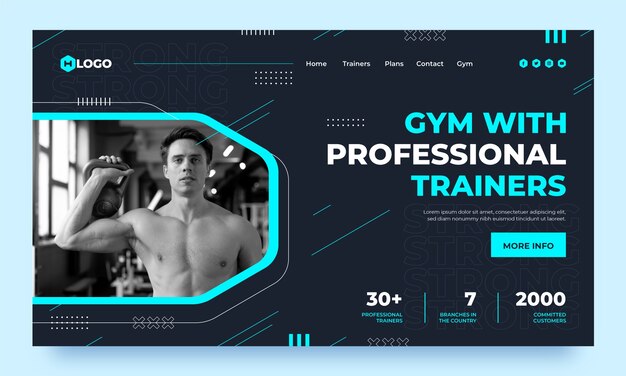 Flat design gym training landing page