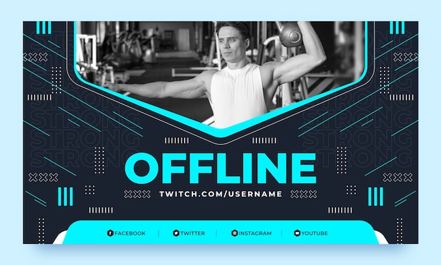 Free vector flat design gym training twitch background