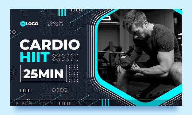 Flat design gym training youtube thumbnail