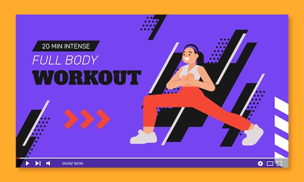 Free vector flat design gym training youtube thumbnail