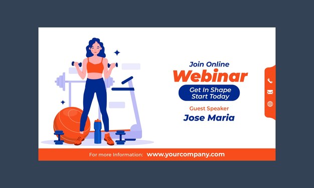 Flat design gym webinar template